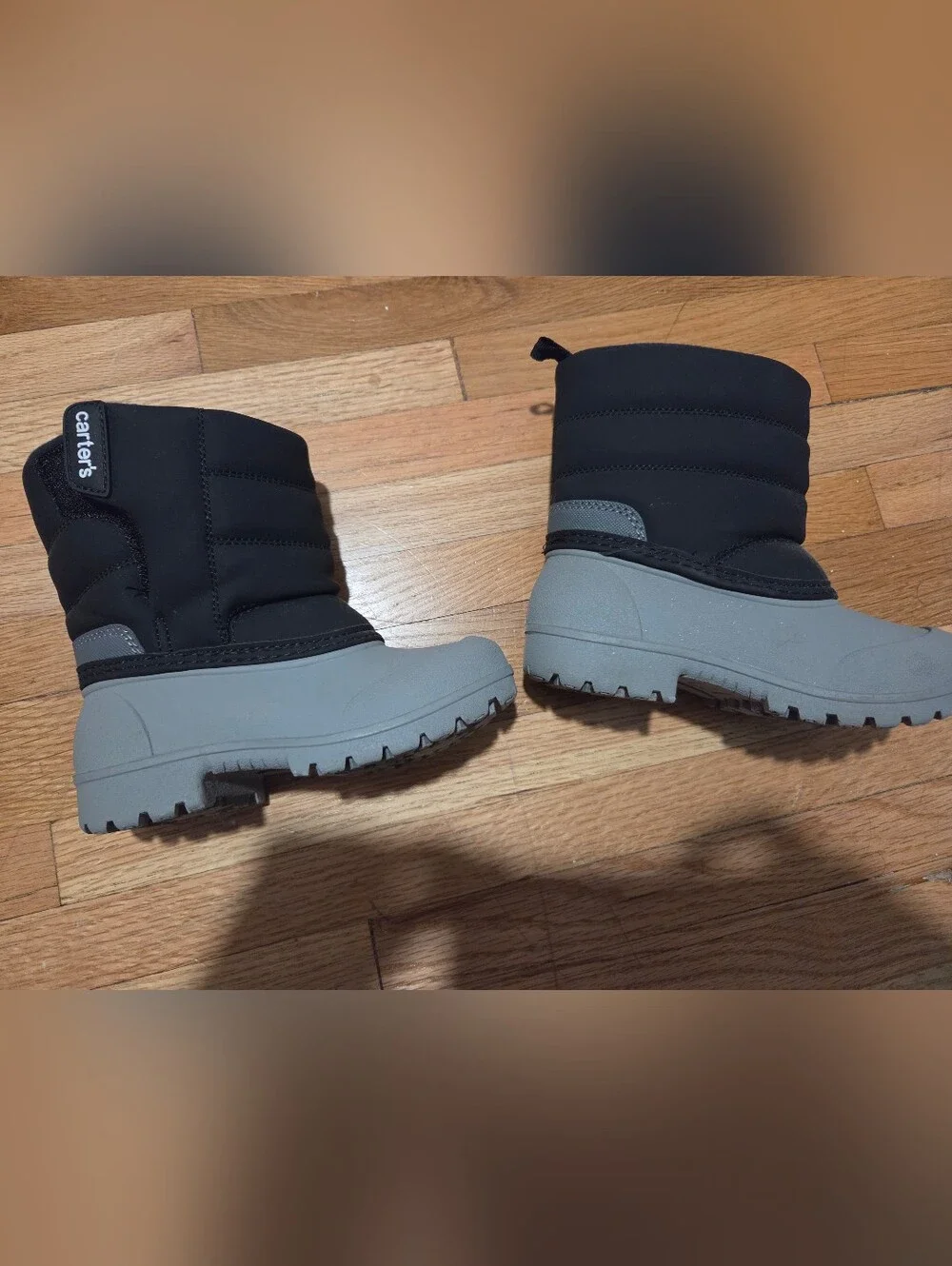Carters Toddler Boy Kids Waterproof Winter Boots - Black and Gray / Size 9